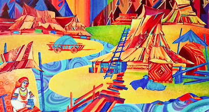 Декоративне рішення пейзажу для ресторану. 