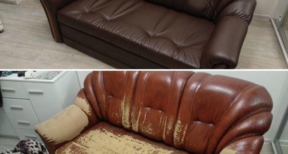 Перетяжка дивана кожзаменителем