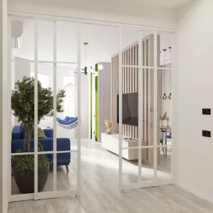 Визуализации кухни гостинной и коридора