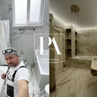 Укладка плитки в ванной (керамогранит)
